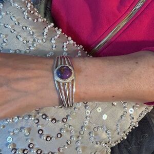 Silpada Sterling Silver Purple Turquoise Stone Cuff Bracelet, used display